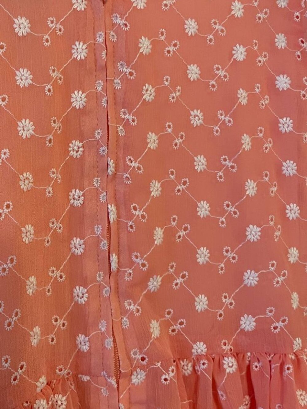 Sweet Peach eyelet Babydoll Dress - Cottagecore Floral Embroidery Girls Size 10 - Picture 6 of 8
